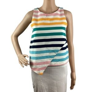 Zara Top Size S Multicolor Stripe Sleeveless Fold Over Style
